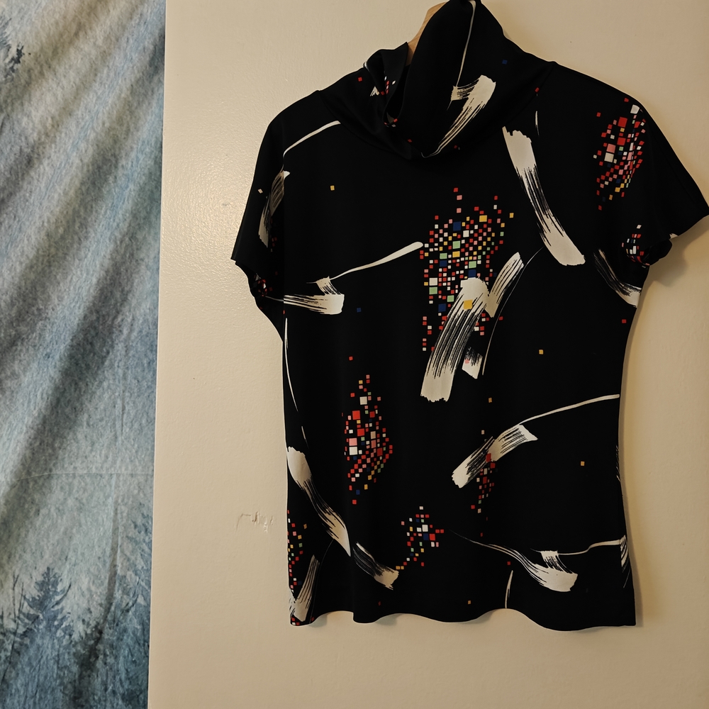 Arrow Women's Black Blouse with Colorful Abstract Pattern